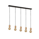 Searchlight 50212-5NA Spinny 5Lt Bar Pendant - Wood & Matt Black Metal