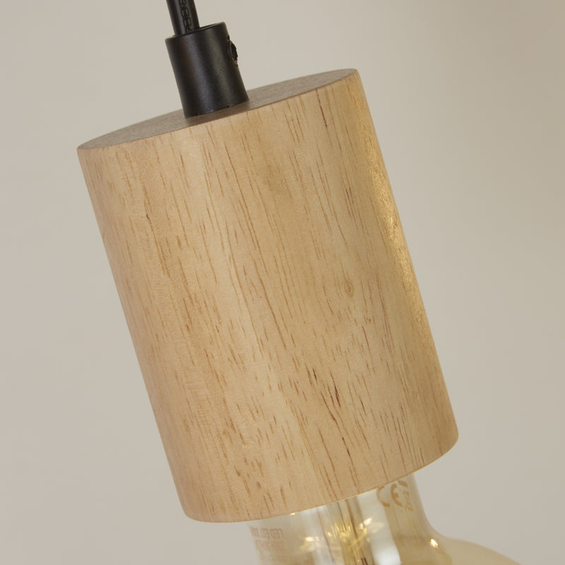 Searchlight 50212-5NA Spinny 5Lt Bar Pendant - Wood & Matt Black Metal