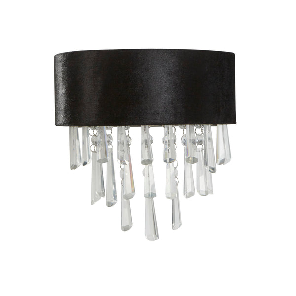 Searchlight 50818-2BK Glamour 2Lt Wall Light - Black Velvet & Clear Crystal - Searchlight - Falcon Electrical UK