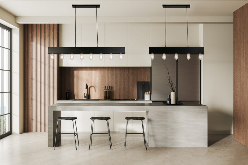 Searchlight 51607-5BK Piano 5Lt Diner Bar Pendant - Matt Black Metal - Searchlight - Falcon Electrical UK