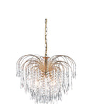 Searchlight 5175-5 Waterfall 5Lt Pendant - Gold Metal & Crystal