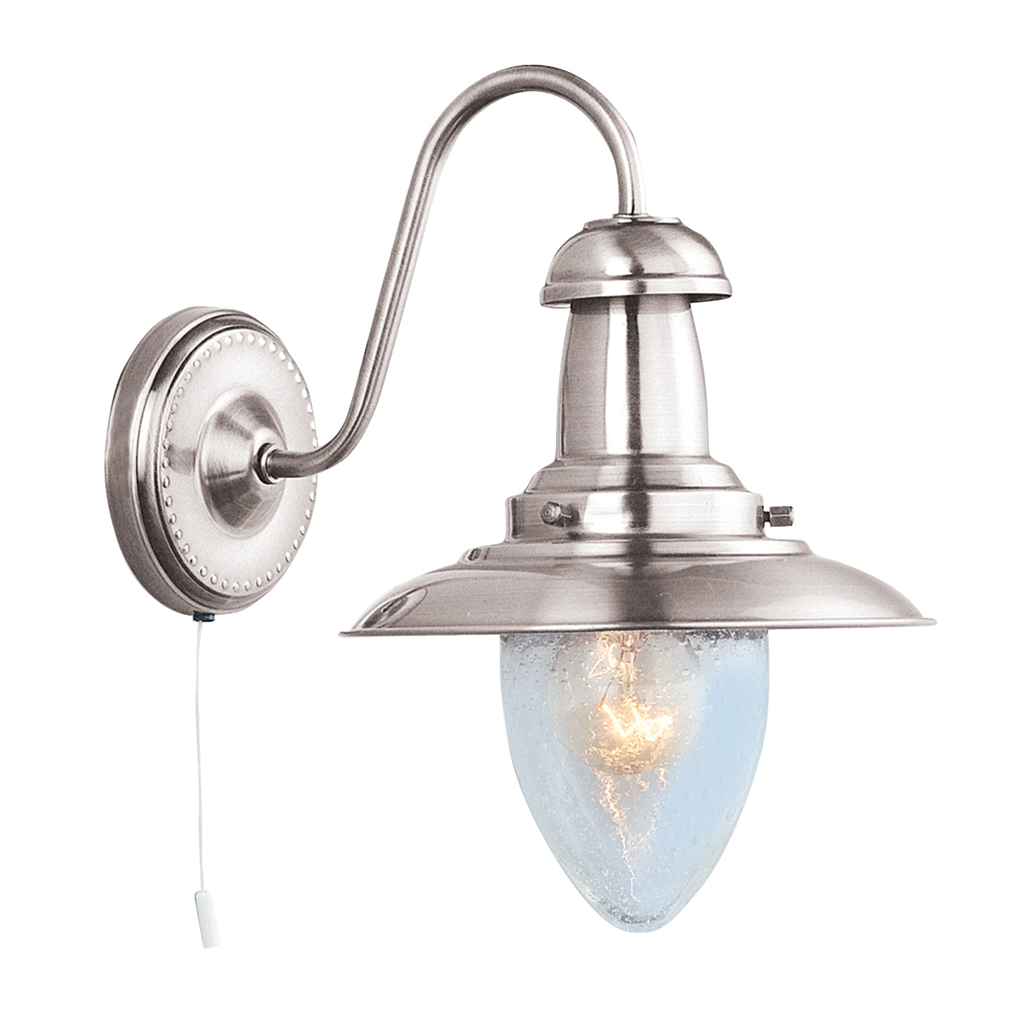 Searchlight 5331-1SS Fisherman II Wall Light - Satin Silver & Clear ...