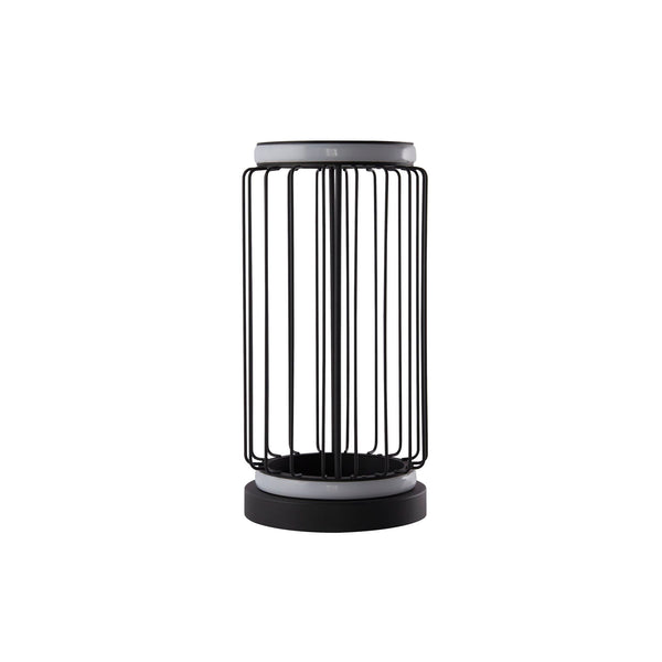 Searchlight 54210-1BK Circolo Cage Table Lamp - Black Metal & White Silicon