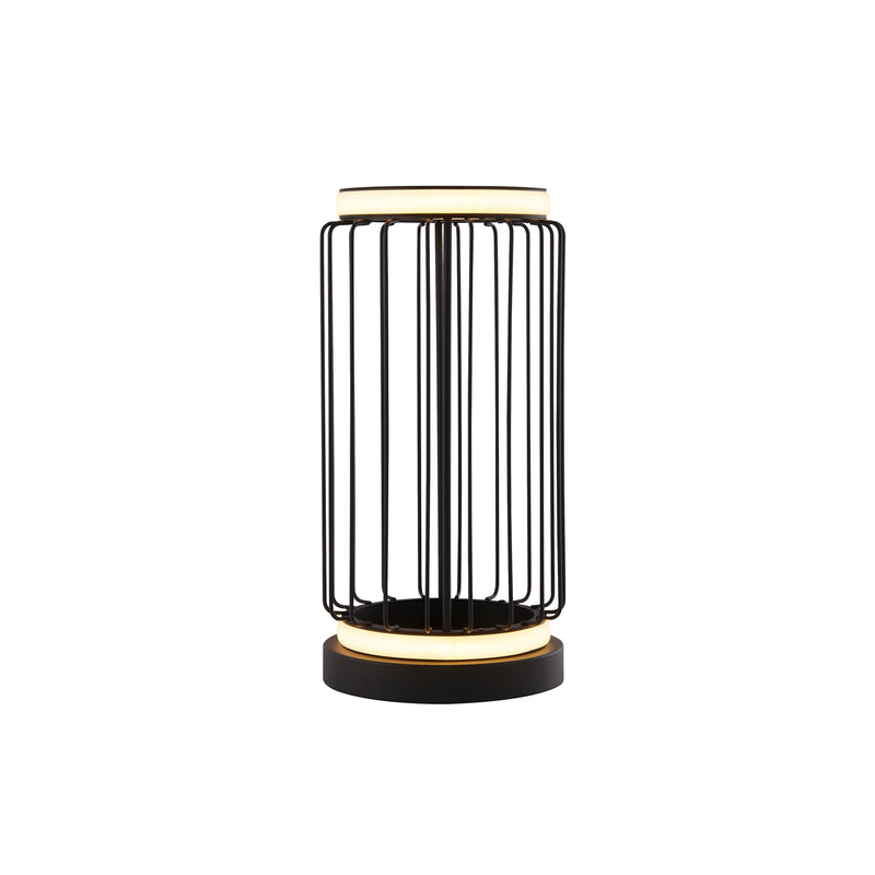 Searchlight 54210-1BK Circolo Cage Table Lamp - Black Metal & White Silicon