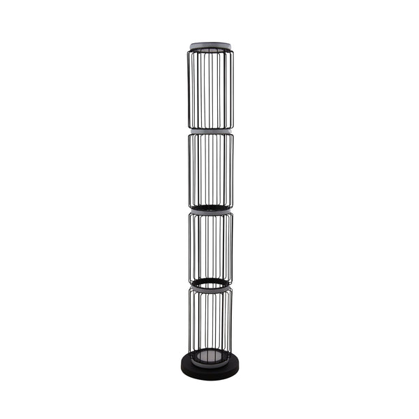 Searchlight 54211-1BK Circolo Cage Floor Lamp - Black Metal & White Silicon