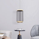 Searchlight 54212-1BK Circolo Cage Pendant - Black Metal & White Silicon