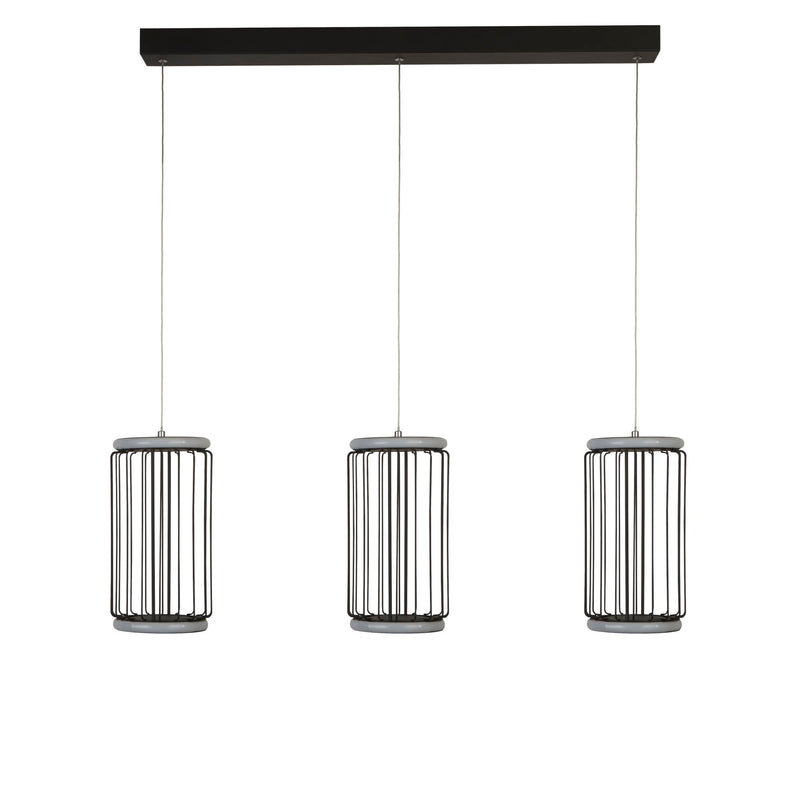 Searchlight 54212-3BK Circolo 3Lt Cage Bar Pendant - Black Metal & White Silicon