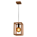 Searchlight 54741-1NA Square  Pendant  - Natural Wood & Black Metal