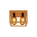 Searchlight 54742-4NA Square  4Lt Flush - Natural Wood & Black Metal