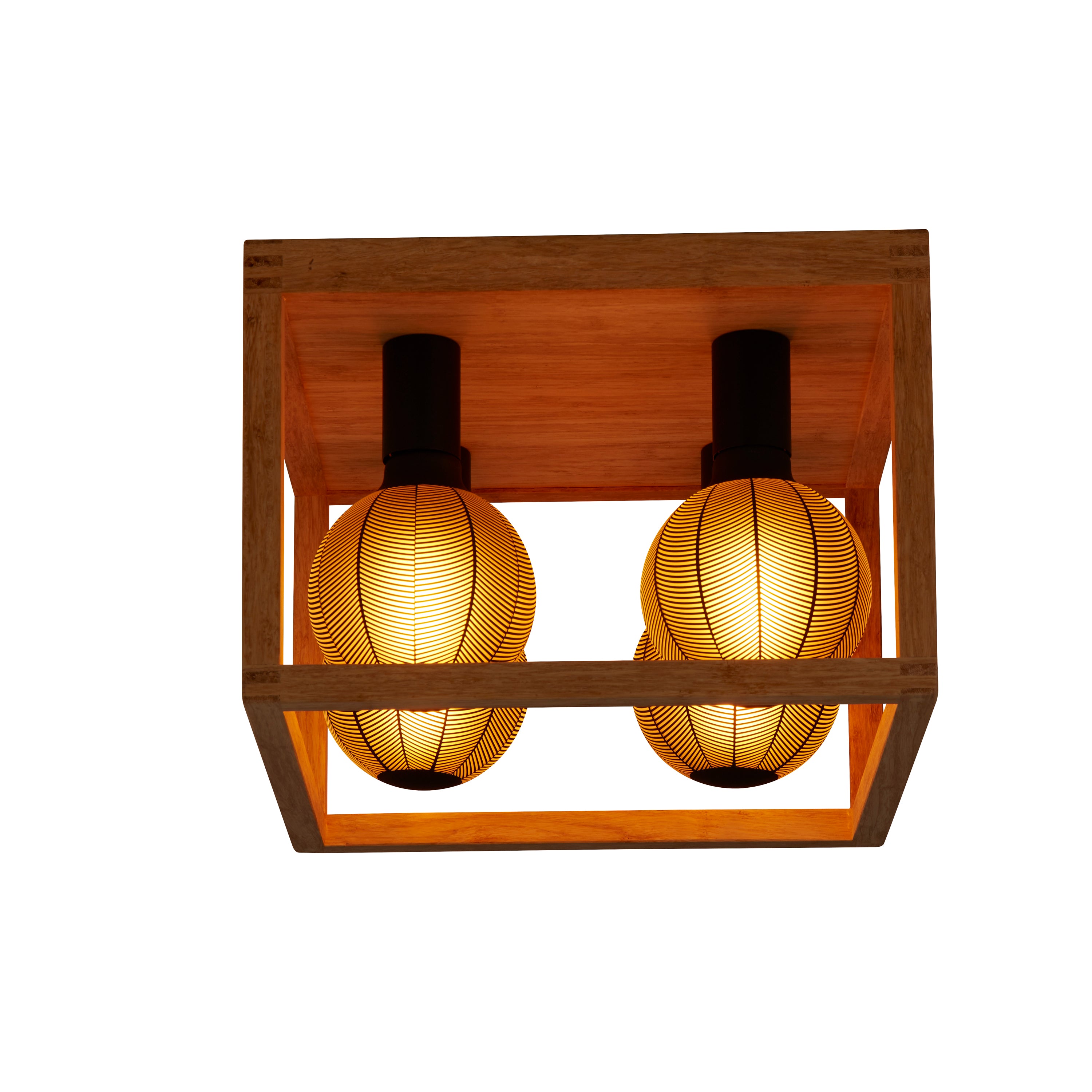 Searchlight 54742-4NA Square 4Lt Flush - Natural Wood & Black Metal ...