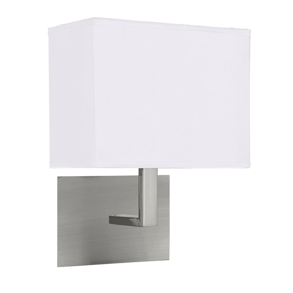 Searchlight 5519SS Hotel  Wall Light  - Satin Silver Metal & White Fabric Shade