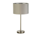 Searchlight 58911GY Finn USB Table Lamp - Satin Nickel Metal & Grey Velvet Shade - Searchlight - Falcon Electrical UK