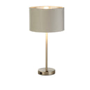 Searchlight 58911GY Finn USB Table Lamp - Satin Nickel Metal & Grey Velvet Shade - Searchlight - Falcon Electrical UK