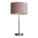 Searchlight 58911PI Finn USB Table Lamp - Satin Nickel Metal & Pink Velvet Shade - Searchlight - Falcon Electrical UK