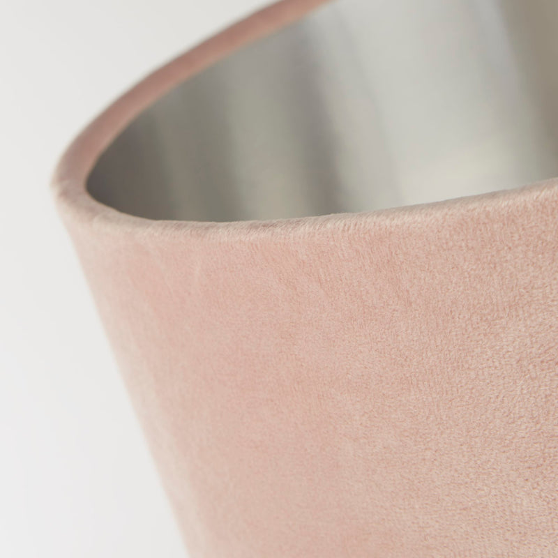 Searchlight 58911PI Finn USB Table Lamp - Satin Nickel Metal & Pink Velvet Shade - Searchlight - Falcon Electrical UK