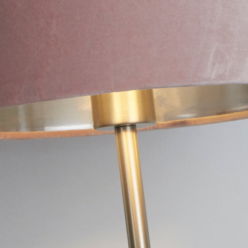 Searchlight 58911PI Finn USB Table Lamp - Satin Nickel Metal & Pink Velvet Shade - Searchlight - Falcon Electrical UK
