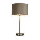 Searchlight 58911TA Finn USB Table Lamp -Satin Nickel Metal & Taupe Velvet Shade - Searchlight - Falcon Electrical UK