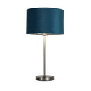 Searchlight 58911TE Finn USB Table Lamp - Satin Nickel Metal & Teal Velvet Shade - Searchlight - Falcon Electrical UK