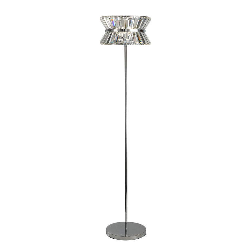 Searchlight 59411-3CC Uptown 3Lt Floor Lamp - Chrome Metal & Clear Crystal