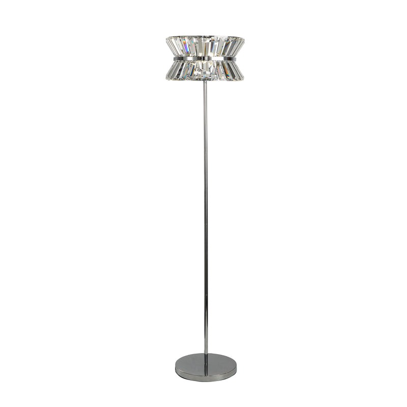 Searchlight 59411-3CC Uptown 3Lt Floor Lamp - Chrome Metal & Clear Crystal