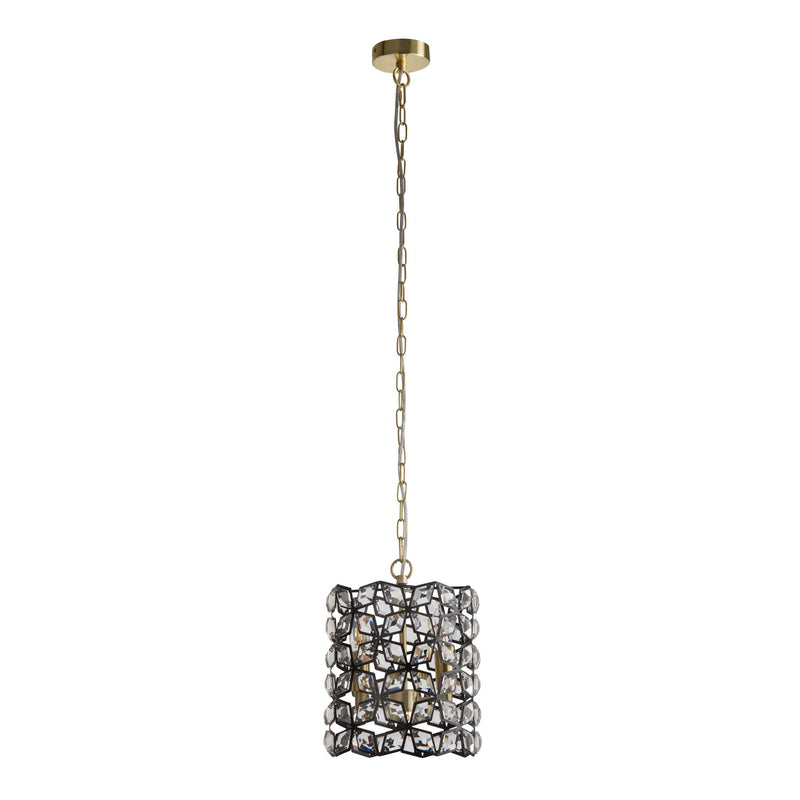 Searchlight 59811-2BSB Iris 2Lt Pendant - Black Metal, Crystal & Brass