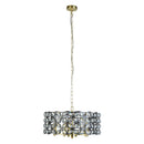 Searchlight 59811-5BSB Iris 5Lt Pendant - Black Metal, Crystal & Brass - Searchlight - Falcon Electrical UK