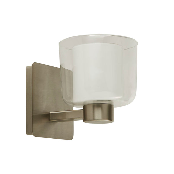 Searchlight 6051SN Bolivia Wall Light - Satin Nickel Metal, Clear & Opal Glass