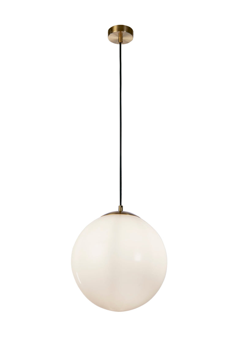 Searchlight 6066SB Atom II Pendant - Satin Brass & Opal Glass