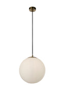 Searchlight 6066SB Atom II Pendant - Satin Brass & Opal Glass
