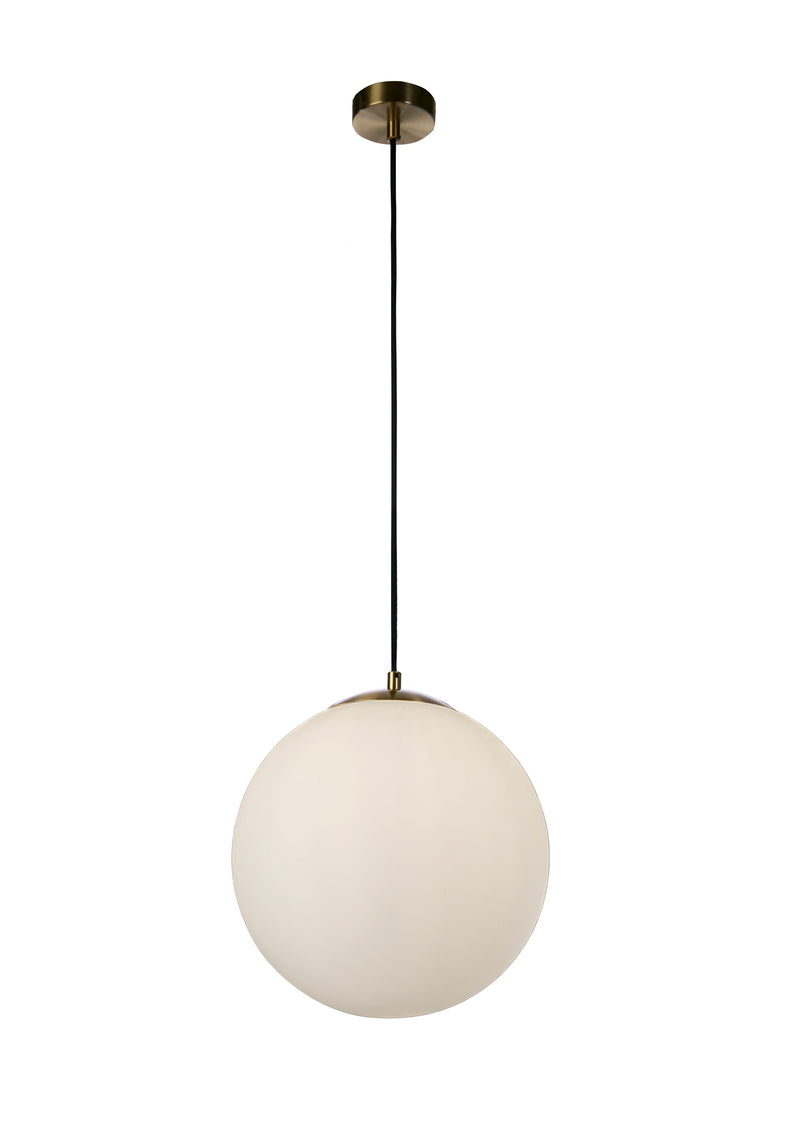 Searchlight 6066SB Atom II Pendant - Satin Brass & Opal Glass