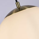 Searchlight 6077 Atom Pendant - Satin Silver & Opal Glass