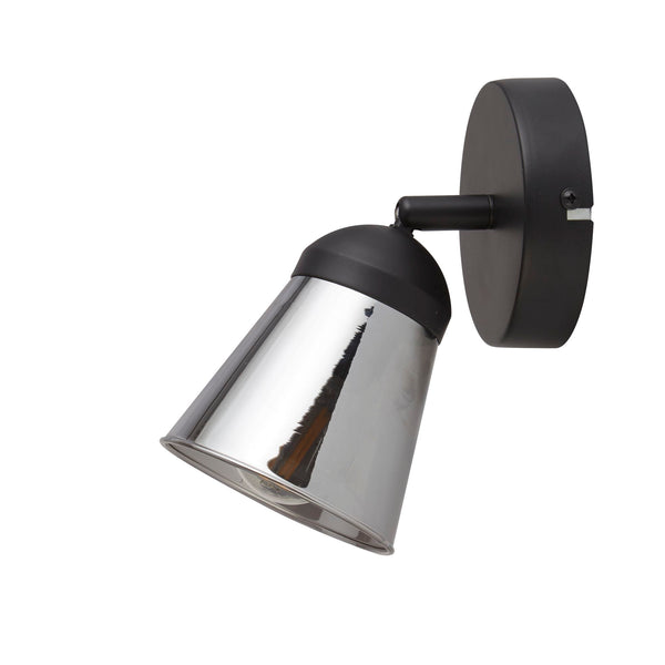 Searchlight 61170-1SM Mega Spotlight Wall Light - Black Metal & Smoked Glass