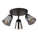 Searchlight 61170-3SM Mega 3Lt Round Spotlight - Black Metal & Smoked Glass