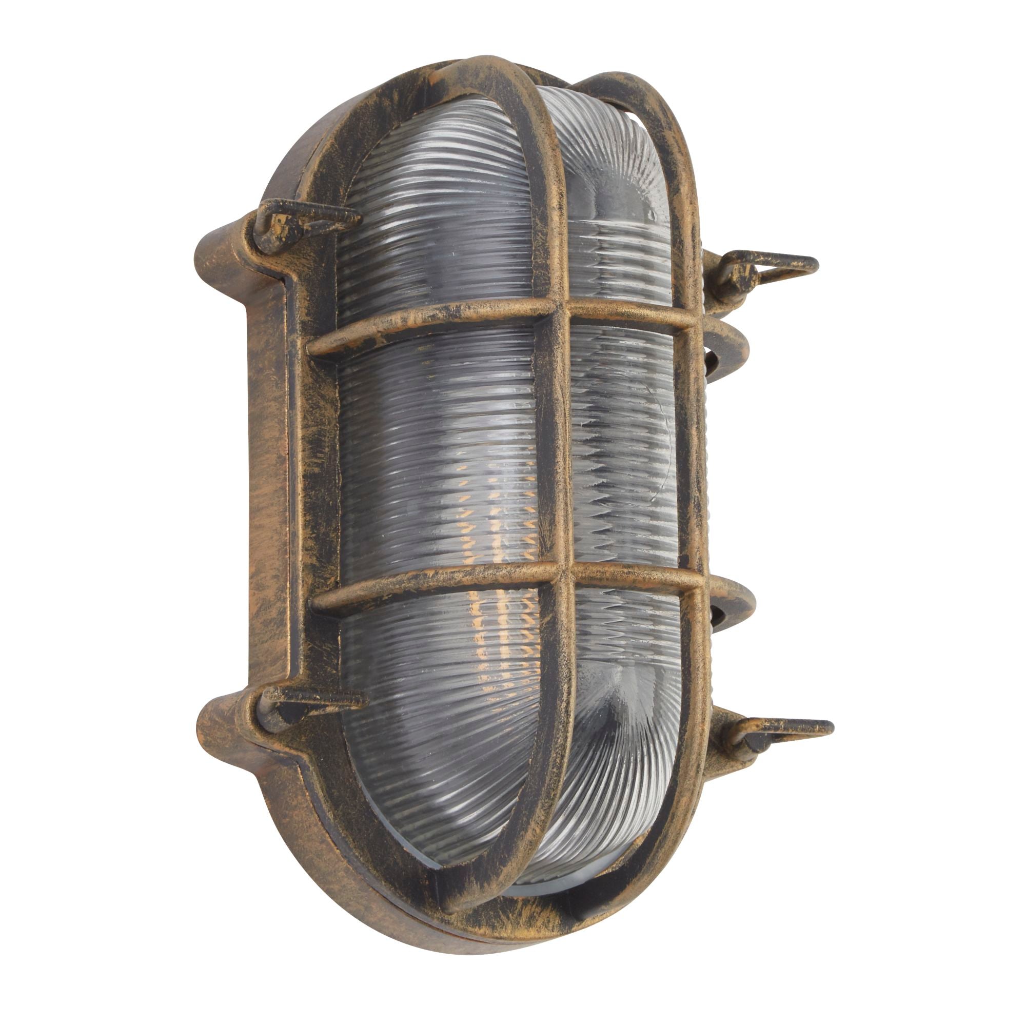 Searchlight 61402BG Bulkhead Oval Outdoor Light - Black Gold Metal ...