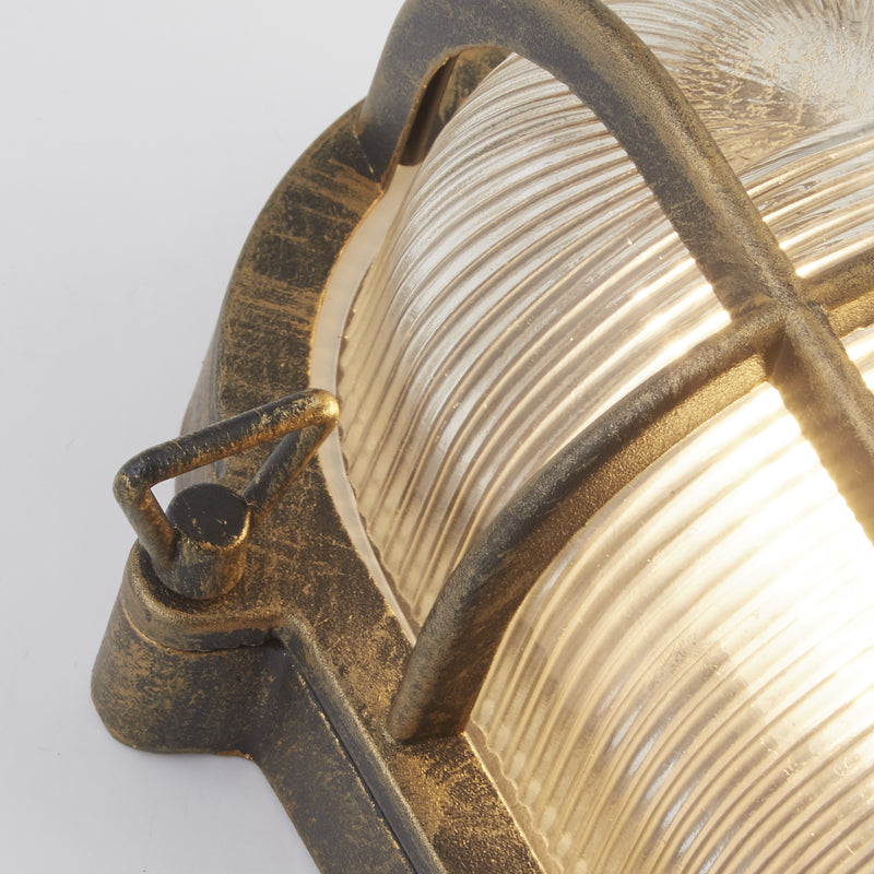 Searchlight 61402BG Bulkhead Oval Outdoor Light - Black Gold Metal & Clear Glass