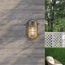 Searchlight 61402BG Bulkhead Oval Outdoor Light - Black Gold Metal & Clear Glass