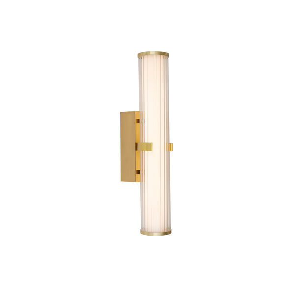 Searchlight 63125-1GO Clamp Wall Light - Gold Metal, Ribbed Clear & Opal Glass