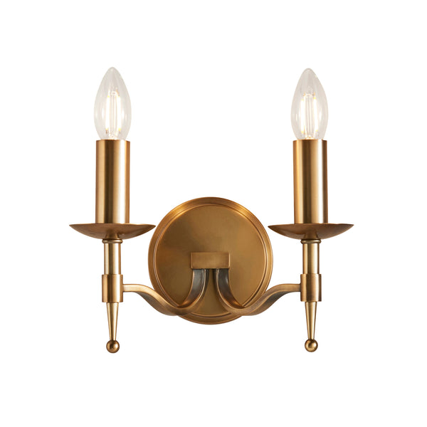 Endon CA1W2B Stanford antique brass 2lt Wall - Endon - Falcon Electrical UK