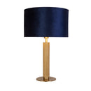 Searchlight 65721AZ London Table Lamp - Knurled Brass & Navy Velvet Shade