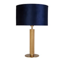 Searchlight 65721AZ London Table Lamp - Knurled Brass & Navy Velvet Shade