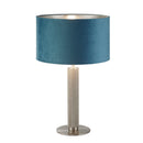 Searchlight 65721TE London Table Lamp - Knurled Satin Silver & Teal Velvet Shade