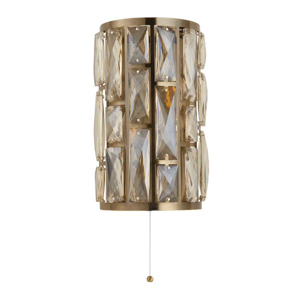 Searchlight 6582-2AB Bijou 2Lt Wall Light - Antique Brass Metal & Champagne Glass
