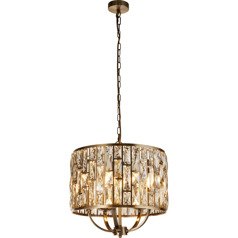 Searchlight 6585-5AB Bijou 5Lt Pendant - Antique Brass Metal & Champagne Glass