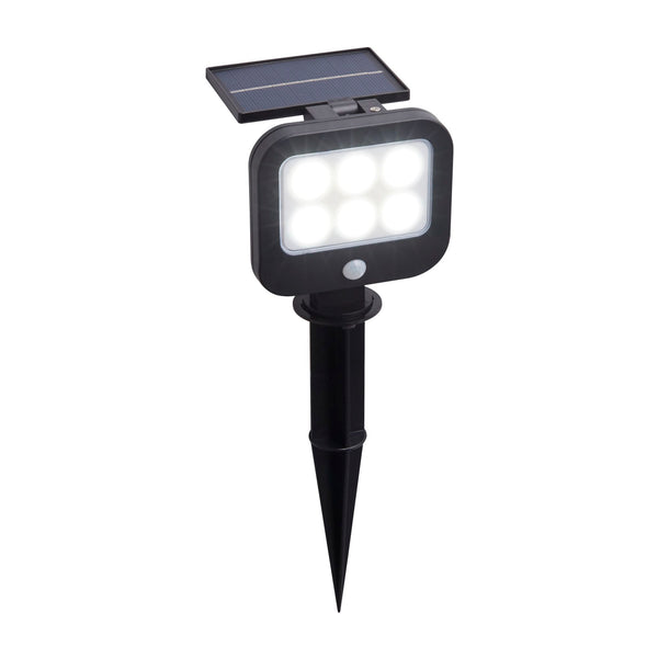 Searchlight 67424BK-PIR Solar Outdoor Spike - Black Metal & White Polycarbonate - Searchlight - Falcon Electrical UK