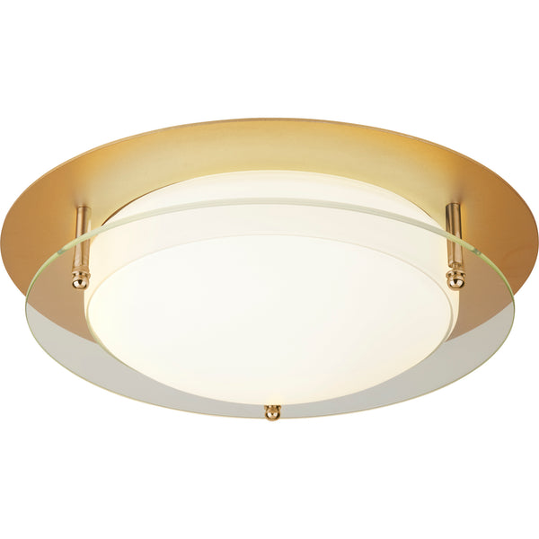 Searchlight 6830-38GO Bathroom Flush LED Light, 38cm - Gold With Glass Halo Ring