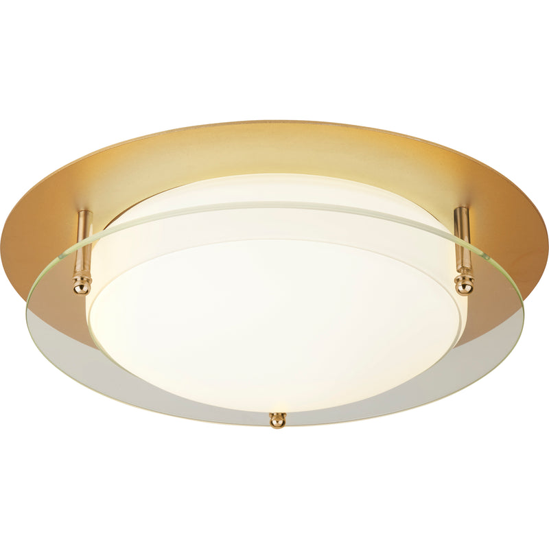 Searchlight 6830-38GO Bathroom Flush LED Light, 38cm - Gold With Glass Halo Ring