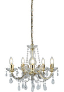 Searchlight 699-5 Marie Therese 5Lt Pendant - Polished Brass & Clear Crystal