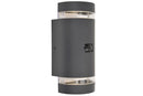 Lutec 5604014118 focus pir ip44 2x gu10 up & down wall light in dark grey