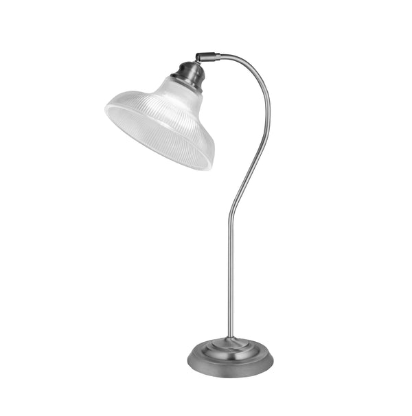 Searchlight 7180SS Bistro III Table Lamp -Satin Silver & Holphane Style Glass