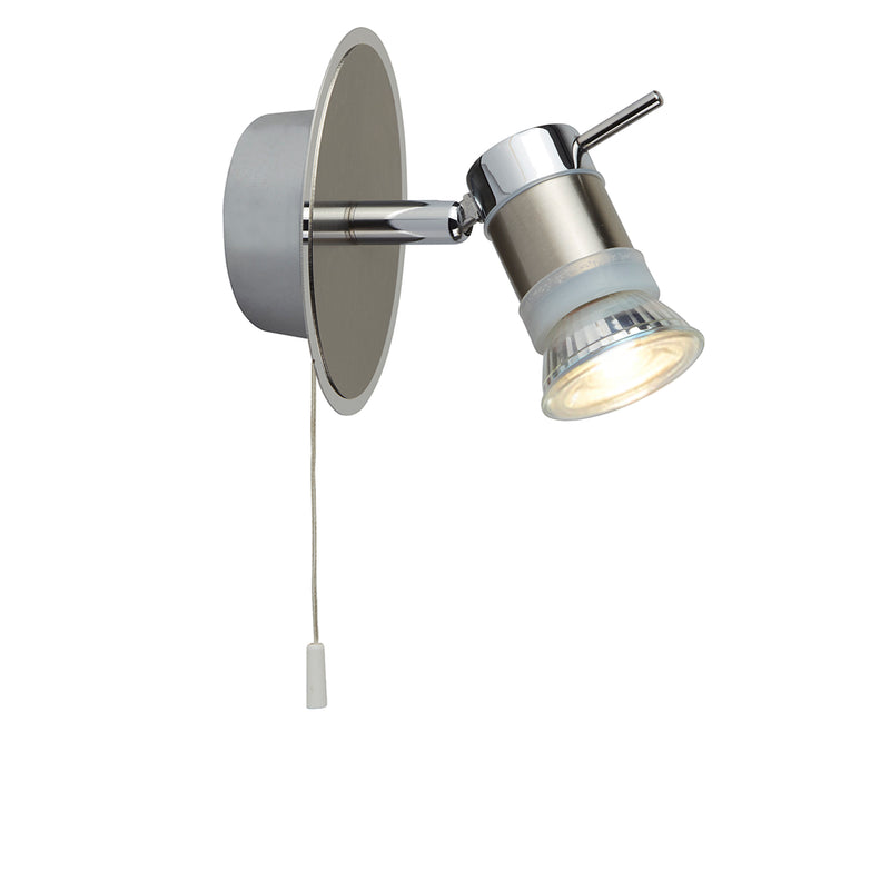 Searchlight 7441CC-LED Aries Spotlight Wall Light - Chrome & Satin Silver Metal